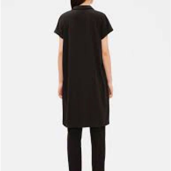 EILEEN FISHER | Fine Tencel Jersey Button Oversized Black Shirtdress  | XS - Picture 6 of 6